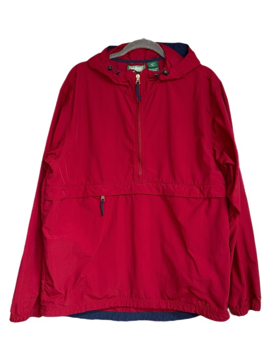 L.L. Bean Other - L.L.Bean - Men’s Red Nylon Half‑Zip Windbreaker Hooded Lightweight - Size Large